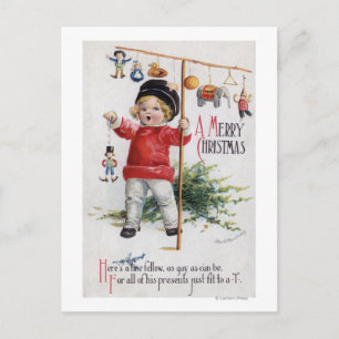 Postal Niño Pequeño Mostrando Sus Regalos