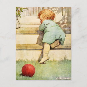 Postal Niño pequeño y bola roja