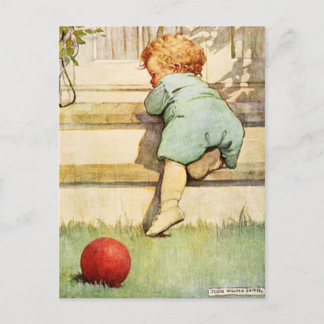Postal Niño pequeño y bola roja (Anverso)