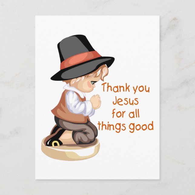 Postal Niño peregrino rezando de rodillas (Anverso)