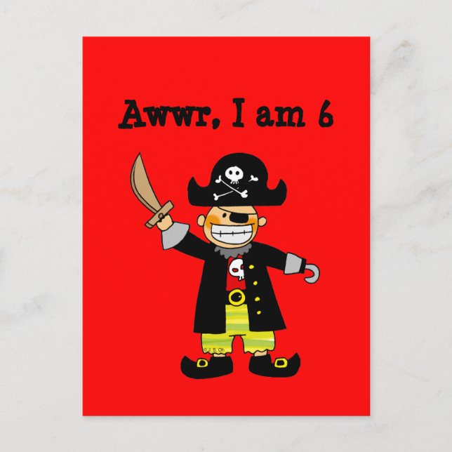 Postal Niño pirata de 6 años (Anverso)