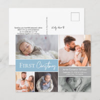 Niño Primeras fotos de la familia navideña azul