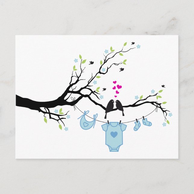 Postal Niño recién nacido, diseño de ducha para bebés (Anverso)