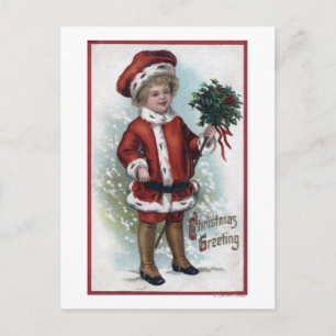 Postal Niño sosteniendo un bosquejo de Holly