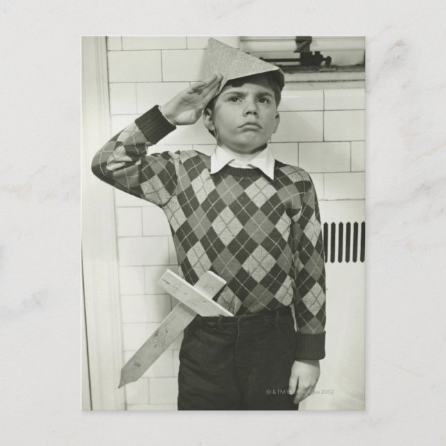 Postal Niño sosteniendo una espada de madera (Anverso)