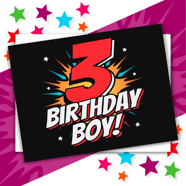 Postal Niño Superhéroe Cumpleaños 3 Años Cumpleaños 3º (Subido por el creador)