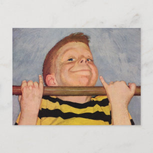 Postal Niño ventilado haciendo ups de estaño, fitness y e