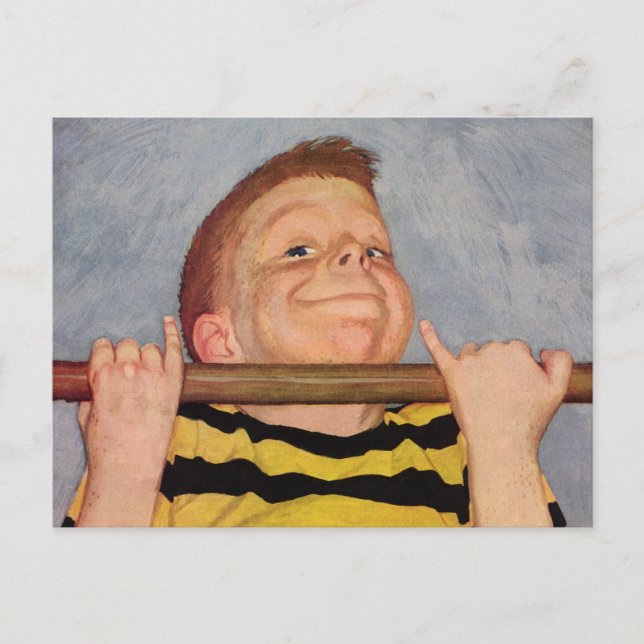 Postal Niño ventilado haciendo ups de estaño, fitness y e (Anverso)