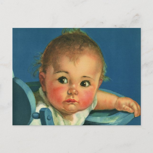 Postal Niño ventilado, niño pequeño o Chica en trona (Anverso)
