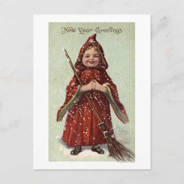 Postal Niño vestido de rojo (Anverso)