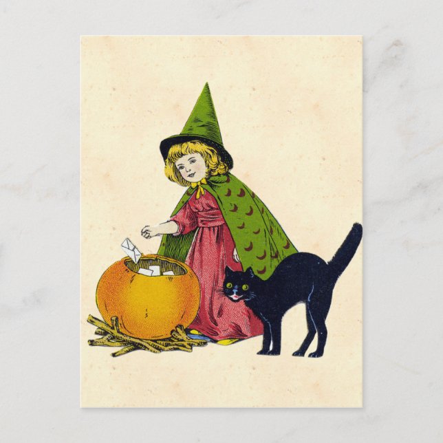 Postal Niño Vintage Halloween (Anverso)