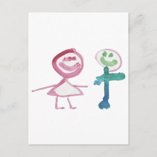 Postal Niño y Chica