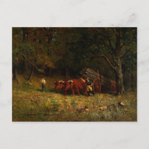Postal Niño y hombre con Oxen - Edward Mitchell Banister
