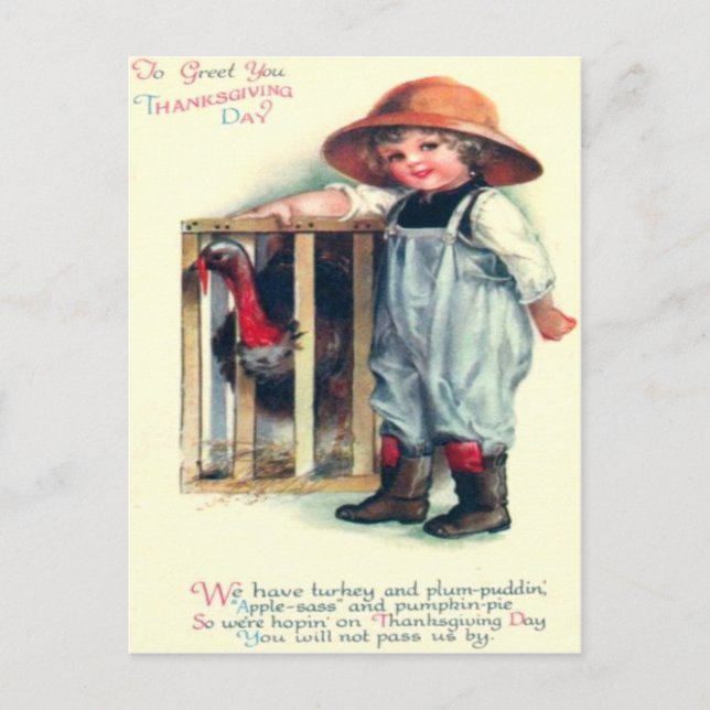 Postal Niño y Pavo (Anverso)