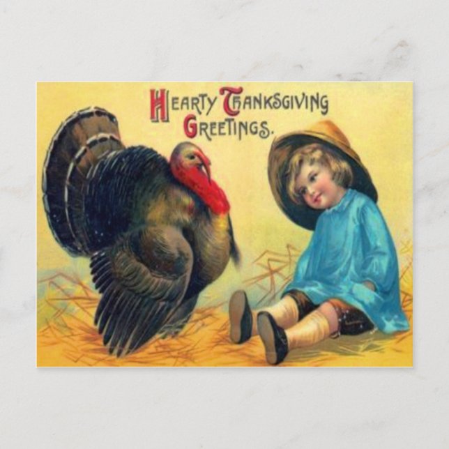 Postal Niño y Pavo (Anverso)