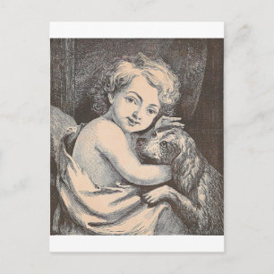 Postal Niño y perro