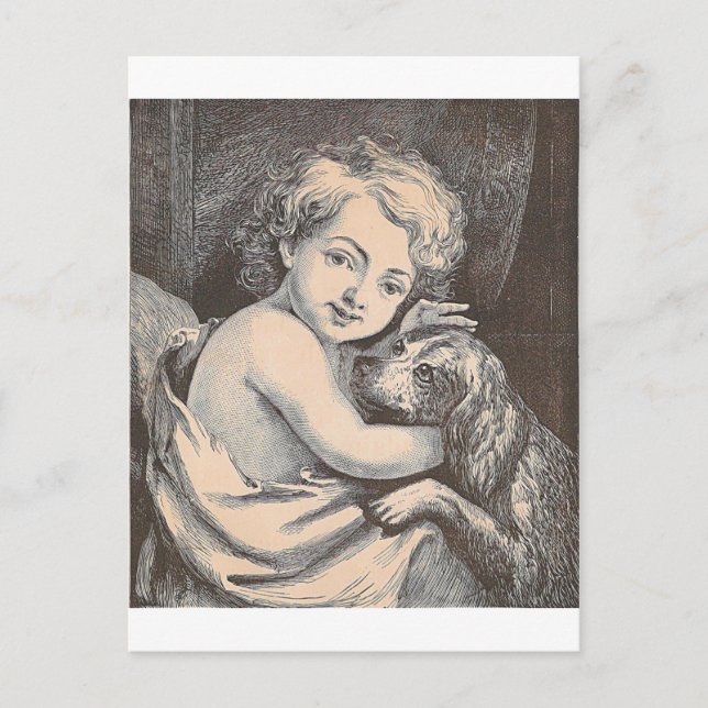 Postal Niño y perro (Anverso)