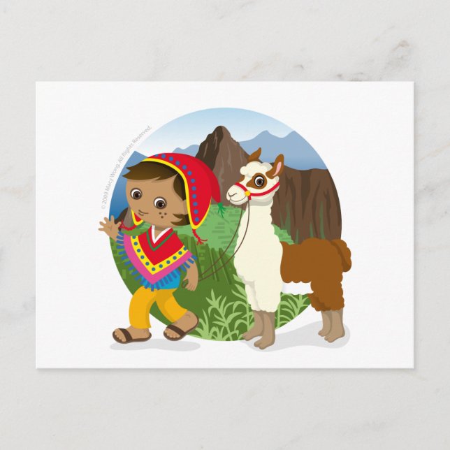 Postal Niño y su llama (Anverso)
