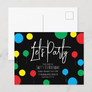Postal Niños adultos Fiestas de cumpleaños con globos