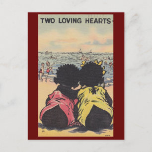 Postal Niños afroamericanos en la playa de San Valentín d