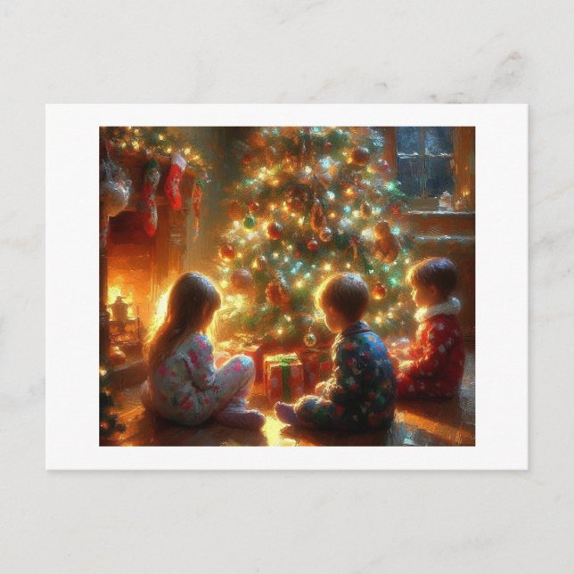 Postal Niños alrededor del árbol de Navidad, (Anverso)