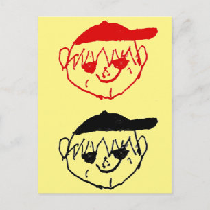 Postal Niños amarillos con Fiesta de capuchas de béisbol