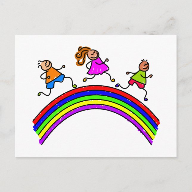 Postal Niños arco iris (Anverso)