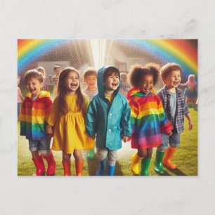 Postal Niños arcoiris