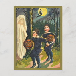 Postal Niños asustados y fantasmas - Halloween de época