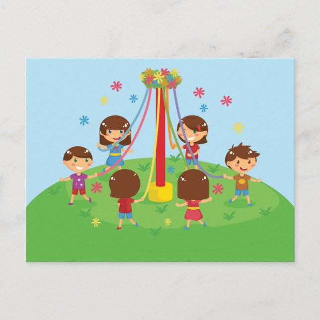 Postal Niños bailando alrededor de Maypole (Anverso)