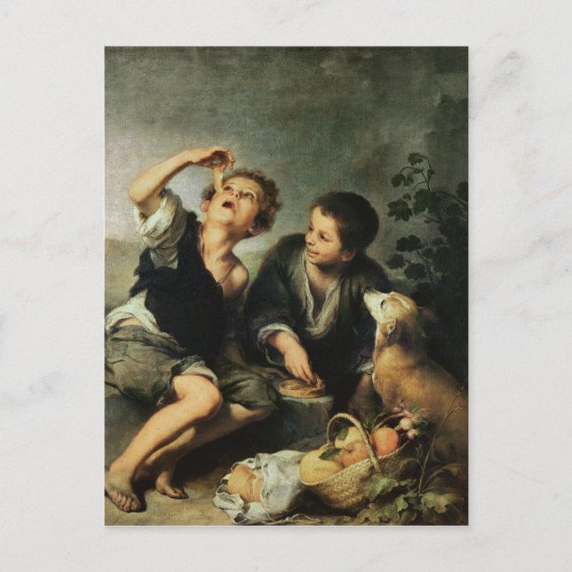 Postal Niños comiendo un pie, 1670-75 (Anverso)