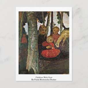 Postal Niños Con Cabra De Paula Modersohn-Becker