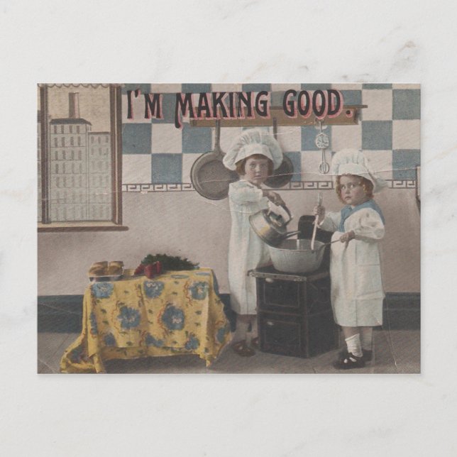 Postal Niños con hormigón (Anverso)