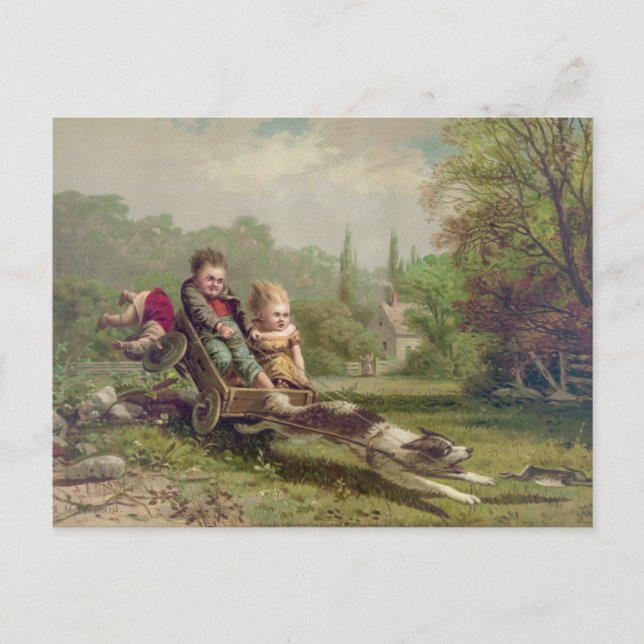 Postal Niños con juegos de vintage (Anverso)