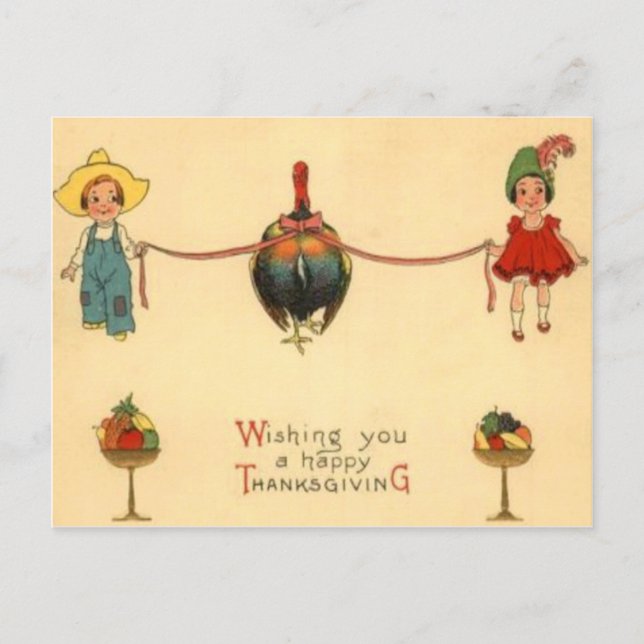 Postal Niños con pavo (Anverso)
