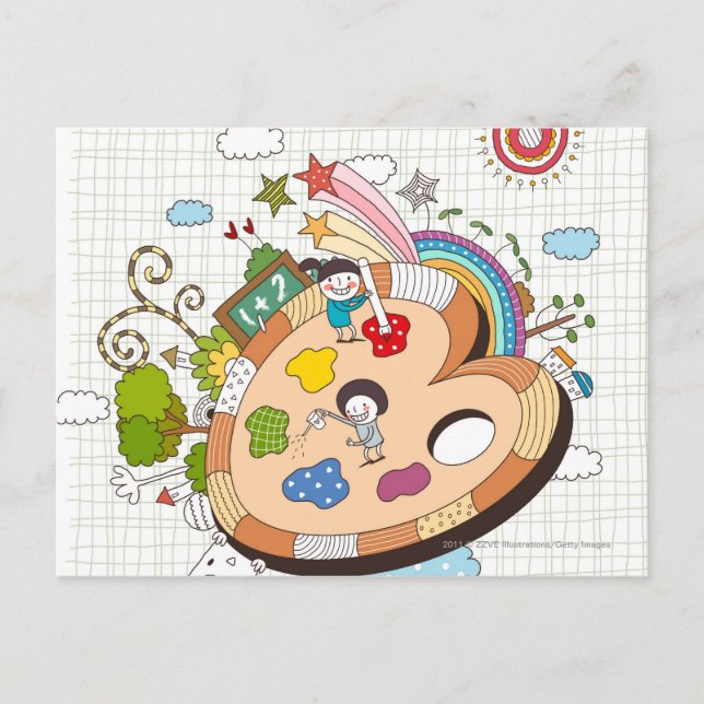 Postal Niños con pinceles (Anverso)