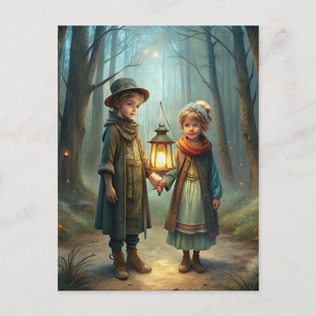 Postal Niños cortos en invierno (Anverso)