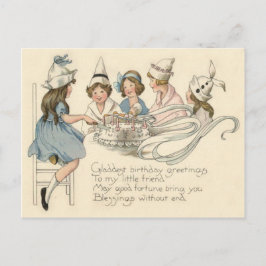 Postal Niños cortos recortando Fiesta de tarta de cumplea
