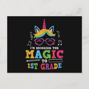 Postal Niños de 1er Grado Unicornio Regreso a la Escuela