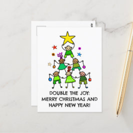 Postal Niños de árbol de Navidad personalizados