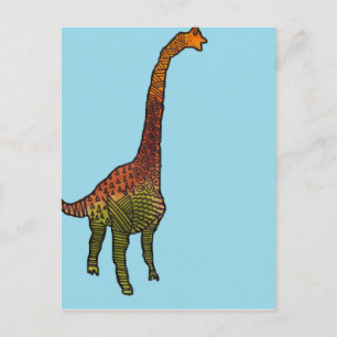 Postal Niños de color azul dulce brachiosaurus dinosaur a