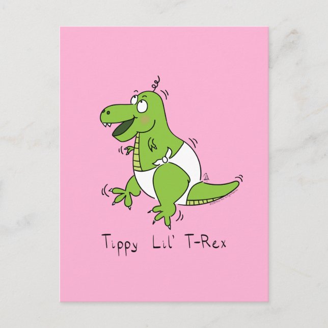 Postal Niños de Dinosaurios Cute Baby T-Rex (Anverso)