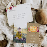 Postal Niños de la Calabaza de Otoño Fiesta de Cumpleaños<br><div class="desc">Diseñadas para coincidir con nuestras invitaciones para la fiesta de cumpleaños de la Calabaza de Otoño,  estas postales de agradecimiento incluyen fondo kraft,  un ilustracion rústico de calabaza acuática,  una foto y un mensaje de agradecimiento preimpreso.</div>