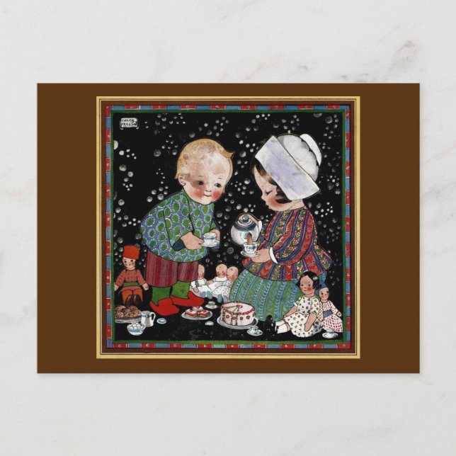 Postal Niños de la época de la cosecha que tienen un Fies (Anverso)