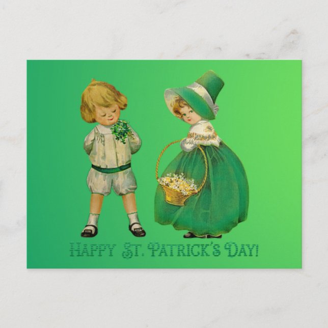Postal Niños de la época feliz Día de San Patricio (Anverso)