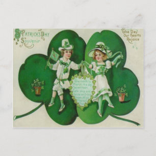 Postal Niños de la época Shamrock Souvenir St Patrick's