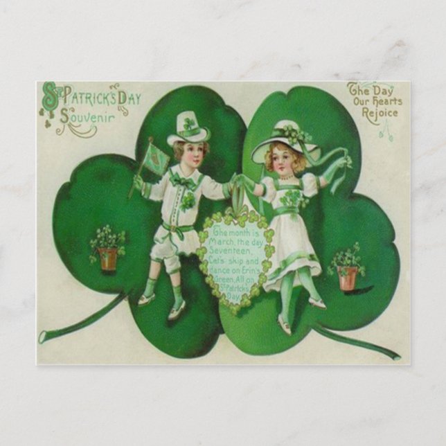 Postal Niños de la época Shamrock Souvenir St Patrick's (Anverso)