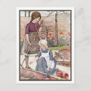 Postal Niños de la época siembran semillas por Anne Ander