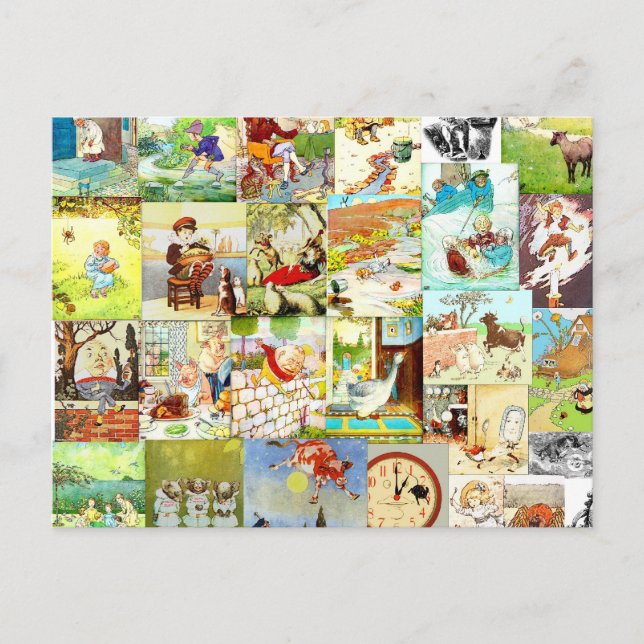 Postal Niños de la época victoriana de la niñera rimas de (Anverso)