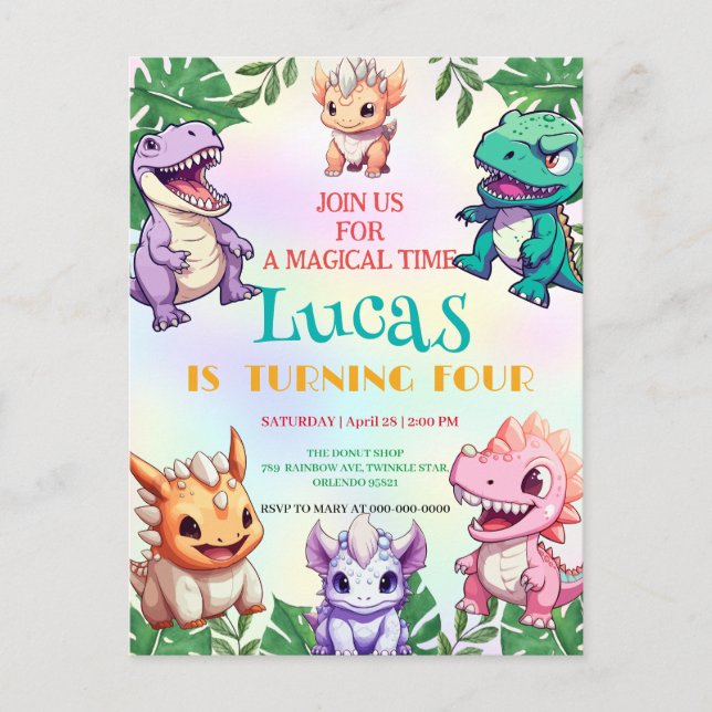 Postal Niños de la escuela de la jungla de los dinosaurio (Anverso)